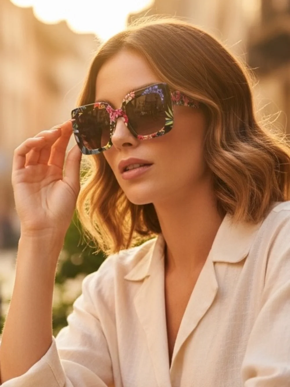 Johnny Was Sutton Floral Print Oversized Square Sunglasses NWT - Picture 4 of 12